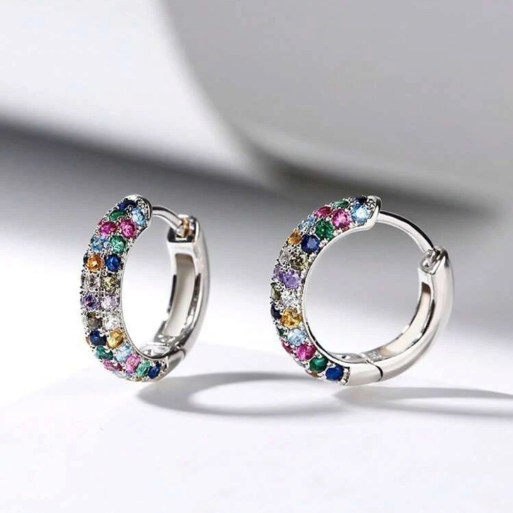 Multi Colored Rhinestone Earrings - image 3